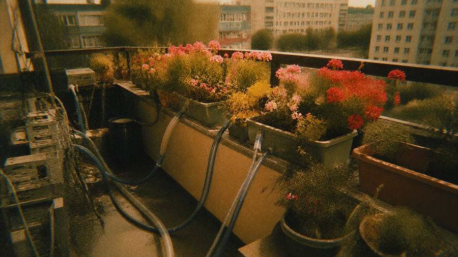 Des fleurs sur le balcon